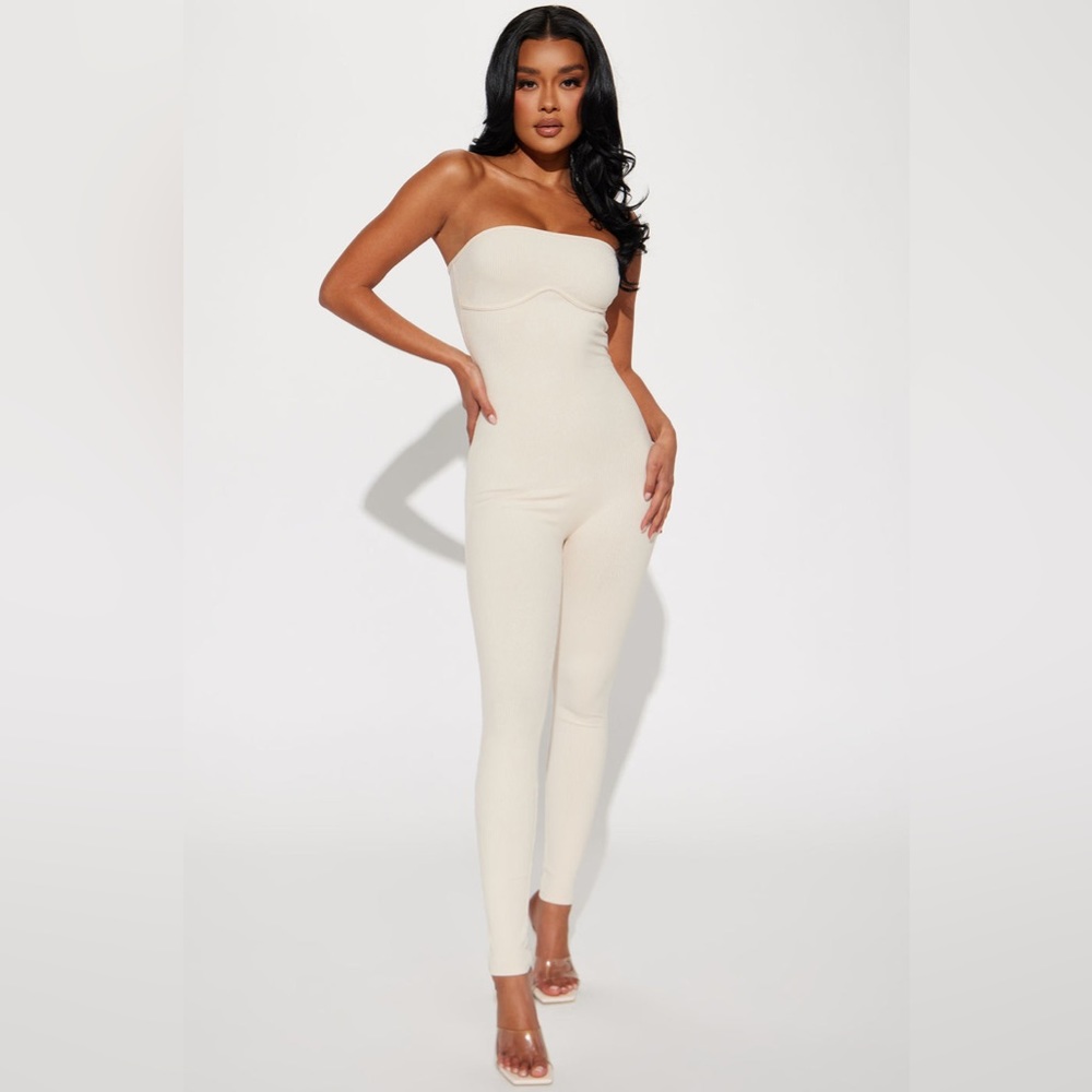 Jayla Snatched Strapless Jumpsuit - Cream